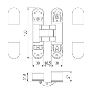 Петля скрытой установки AGB ECLIPSE 2.1 E30200.92.91 (белый) /44237/ (1 шт)