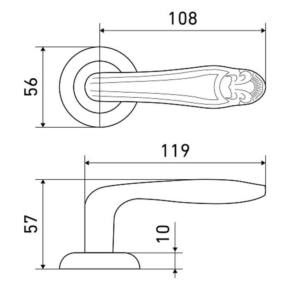Ручка раздельная АЛЛЮР АРТ КАЯНА AB ст.бронза