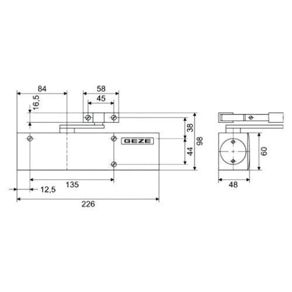 Доводчик дверной GEZE 2000 серый без тяги
