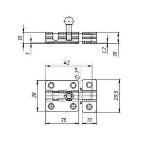 Задвижка накладная КУНГУР ЗТ7 полимер. белый (200) мт (1шт)