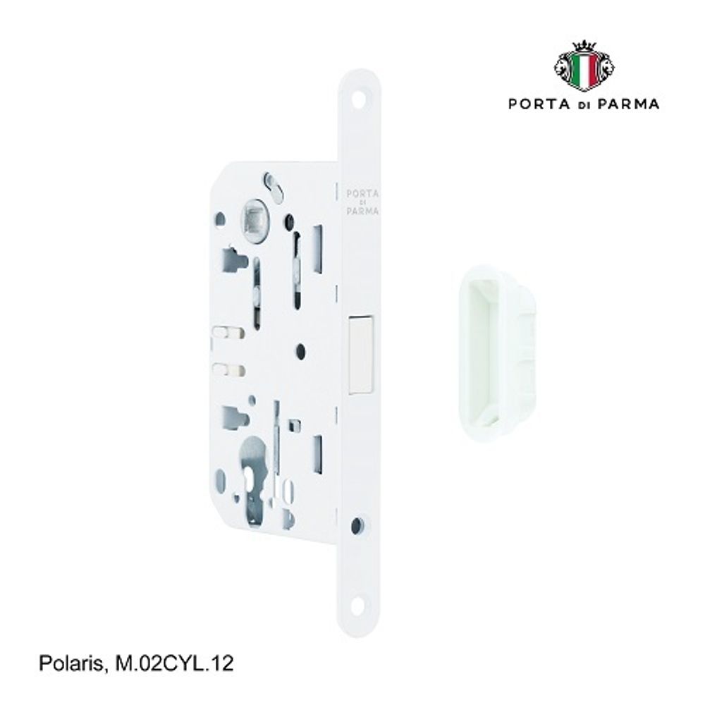 Замок врезной магнитный под цилиндр PORTA DI PARMA Polaris WH белый