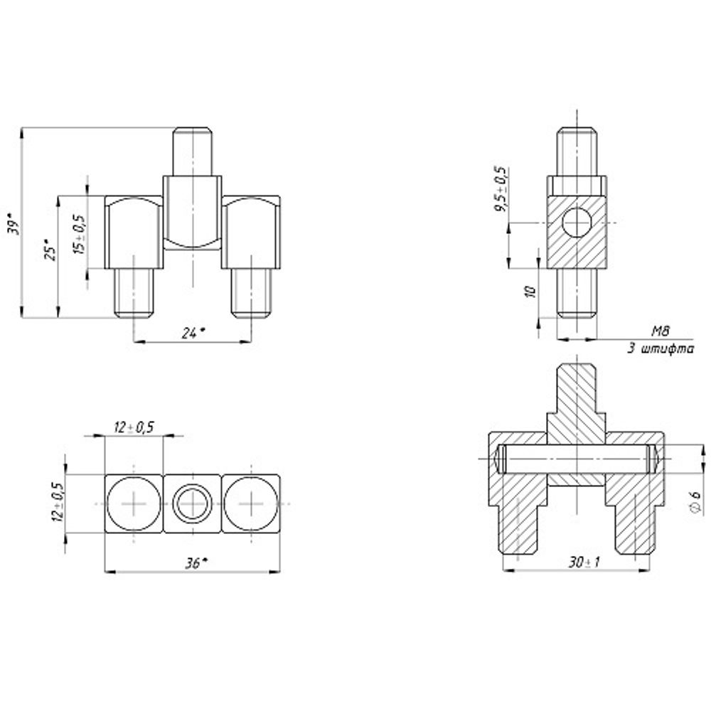 Петля шарнирная 303 12мм, М8, стальная