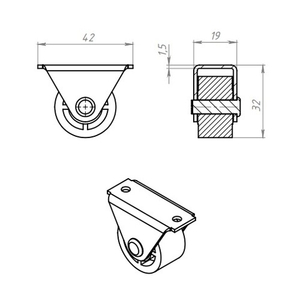 Ролик опорный малый КУНГУР 493-2 цинк (1 шт)