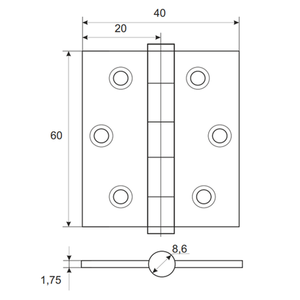 Петля дверная универсальная AVERS 60x40x1,75 NIS никель (1 шт)