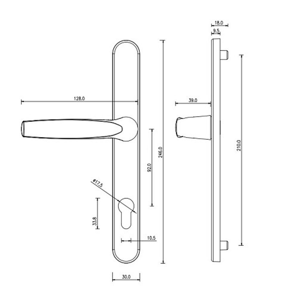 Комплект ручек на планке DORMA bremen 92/30/8мм белая (RAL9016)