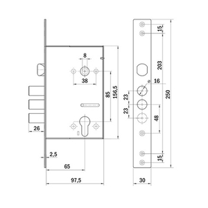 Корпус врезного замка с защелкой PUNTO MDV30C-816 (V30/C) CP хром (тех. упаковка) /58001/