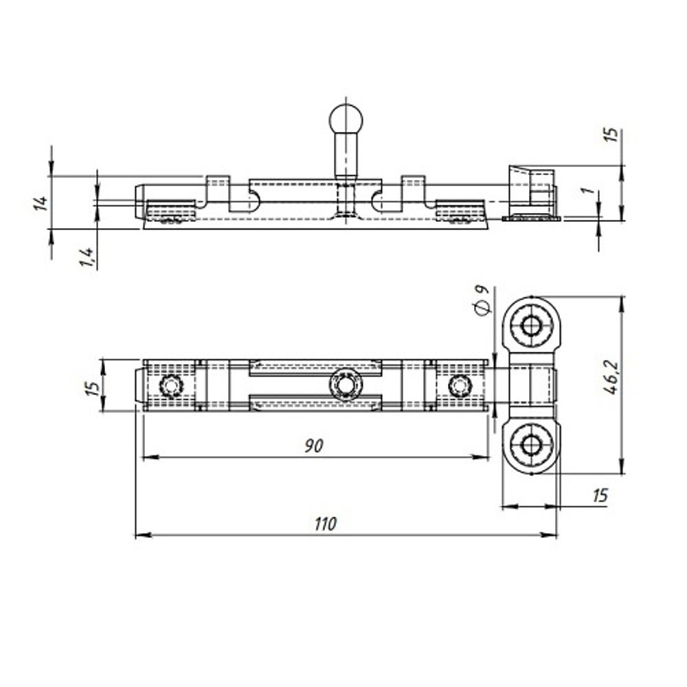 Задвижка накладная КУНГУР ЗТ3 полимер. белый (100) мт (1шт)