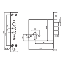Замок врезной BORDER 89413 ЗВ1-4М.ЛП12.В12.У2