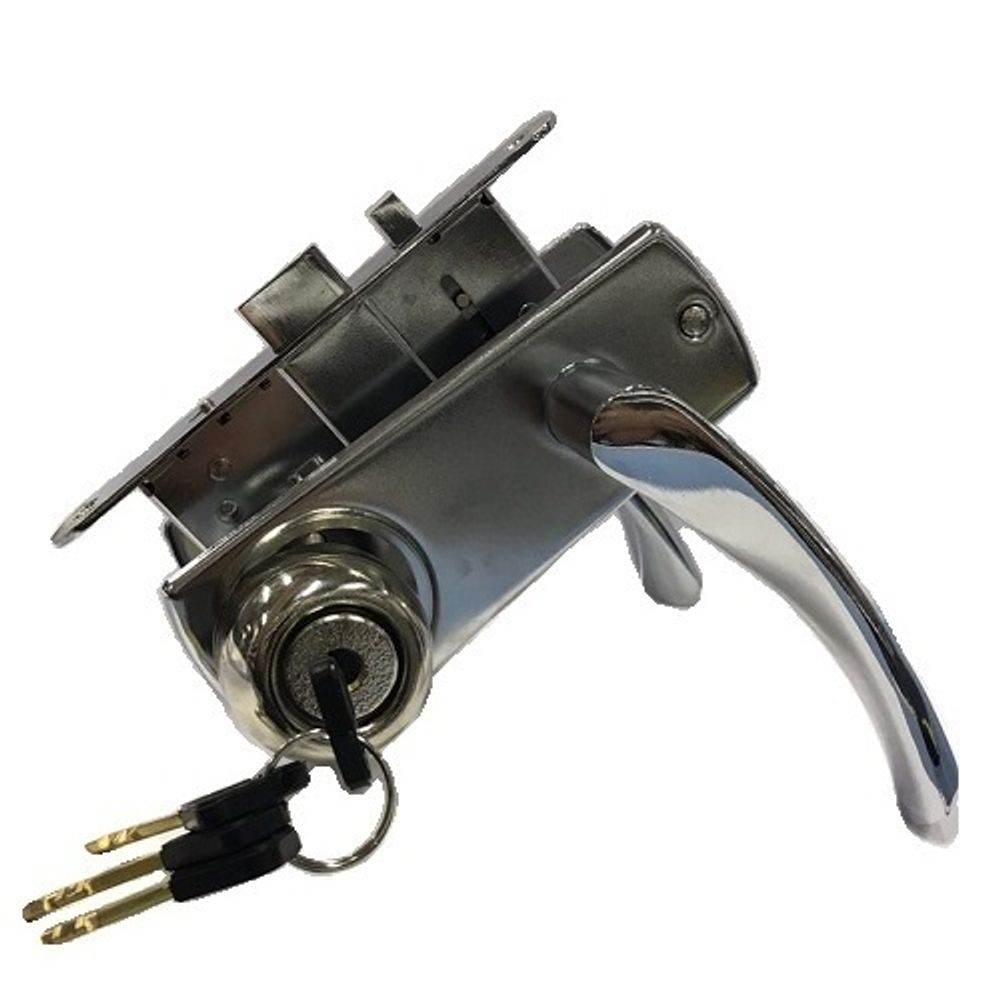 Замок врезной с ручками ЗВАД 1-10М Хром (Правый)