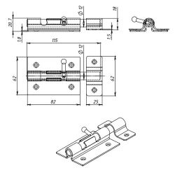 Задвижка дверная КУНГУР ЗД-07 цинк (1 шт)