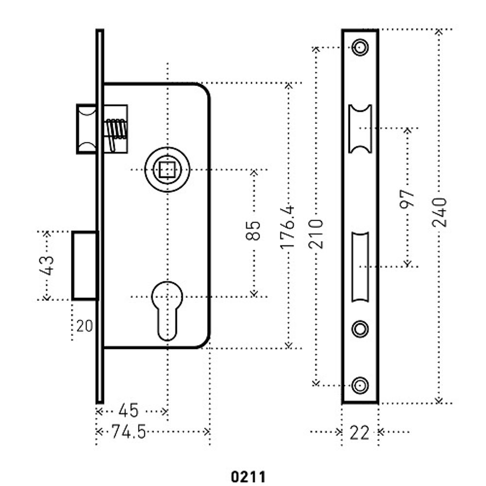 Замок врезной АЛЛЮР 0211 AB ст.бронза