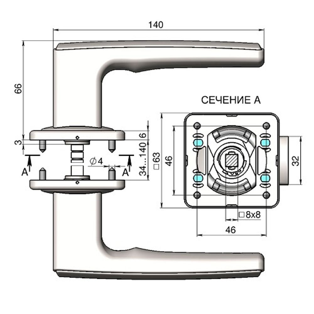 Ручка раздельная КРИТ-М РФ-К88 Чб черный