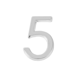 Цифра дверная самоклеящаяся FUARO "5" ABS (50х37) CP хром /46907/