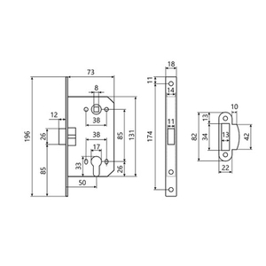 Замок врезной АЛЛЮР АРТ 5300-P SN мат.никель