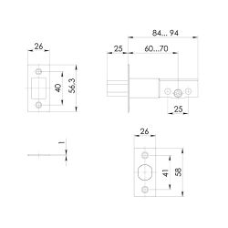 Замок врезной AJAX DK.001 ET BL черный /57315/