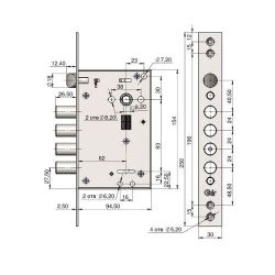 Замок врезной КРИТ-М ЗВ-А22-Хп 4кл. хром