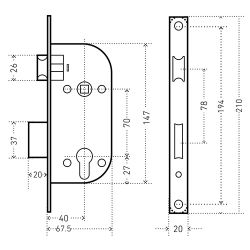 Замок врезной АЛЛЮР АРТ ЗВ4-70.09 GP золото