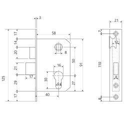 Замок врезной AVERS 0827/60 AB бронза