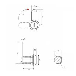 Замок мебельный ЕвроБокс 4221 90гр. н/в мас.сис.
