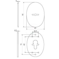Декоративная накладка FUARO ESC 475 (90х65) СP хром /39677/ (1 шт)