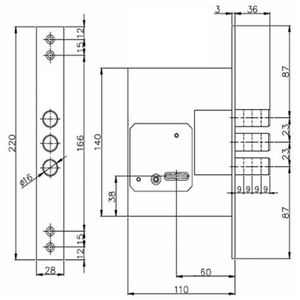 Замок врезной сувальдный MOTTURA PROJECT DP25.170, ключ 50 мм /41923/