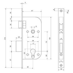 Замок врезной apecs 1227 60 g gm