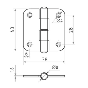 Петля накладная КУНГУР ПН5-40 цинк (300) (1 шт)
