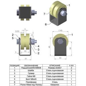 Ролик капролон d-40 под полосу на платформе