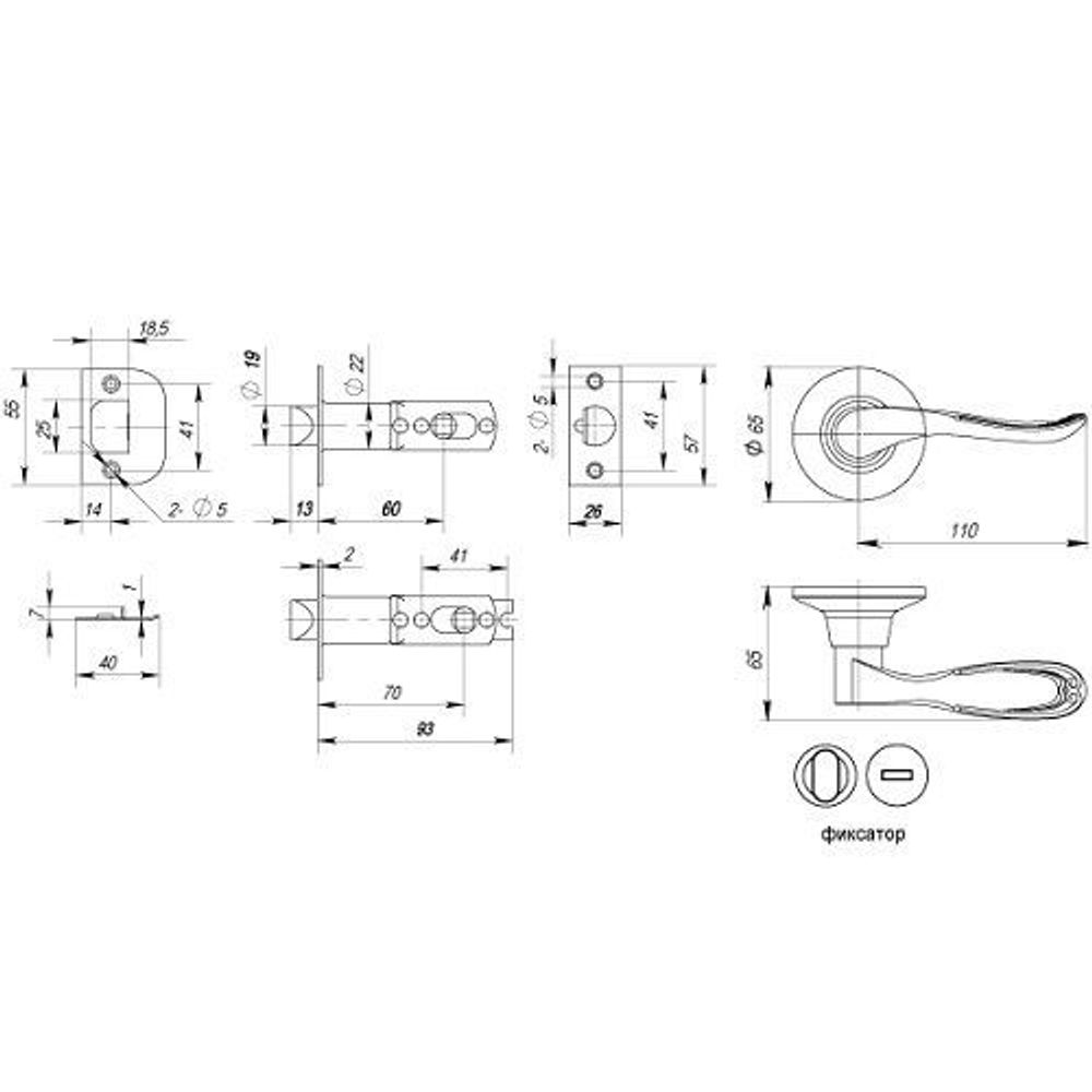 Ручка защелка PUNTO 6030 AB-B (фик.) бронза /34667/
