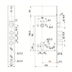 Замок врезной BORDER 79048 ЗВ4-3/85Г.У2 /35161/
