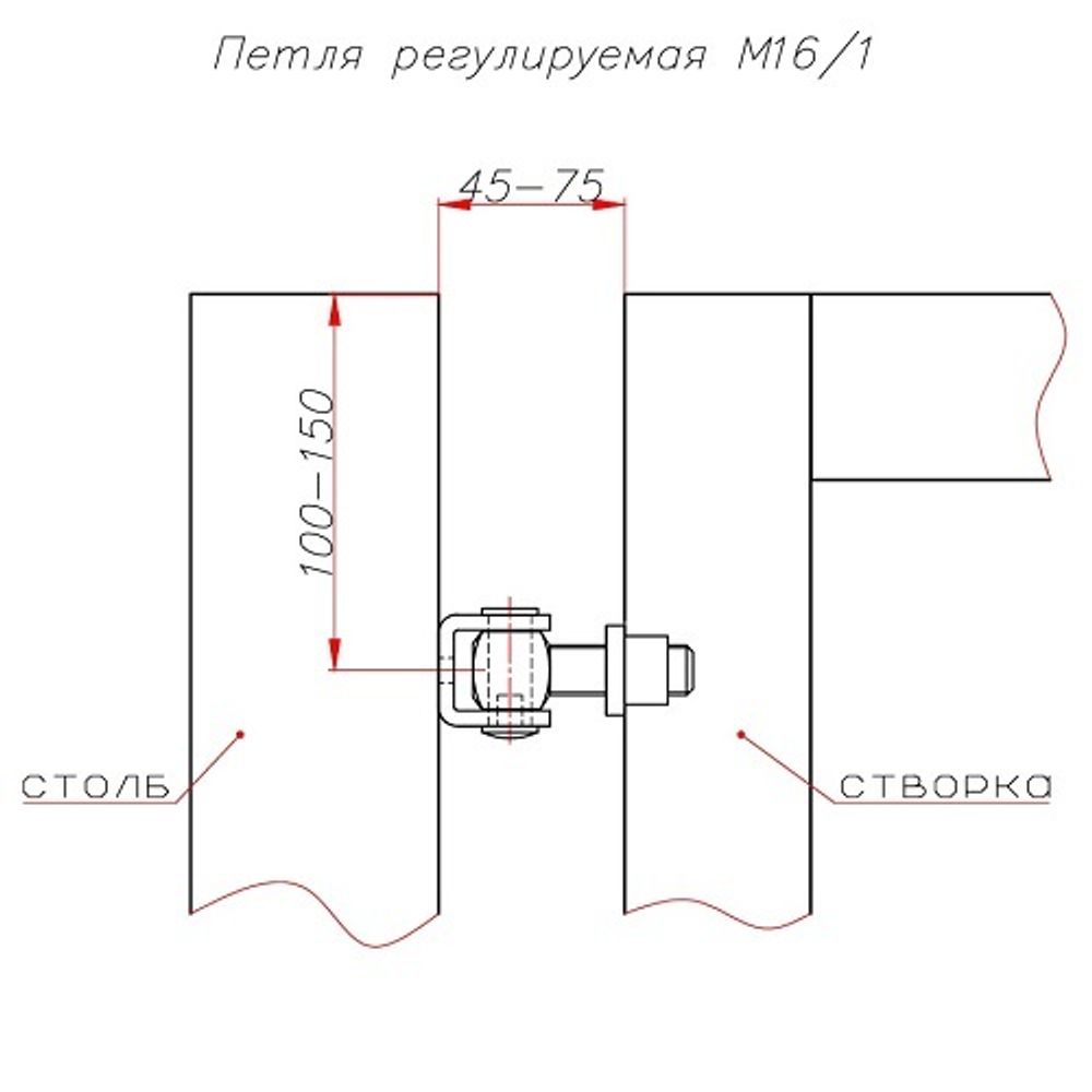 Петля М16 регулируемая в одном направлении, оцинкованная