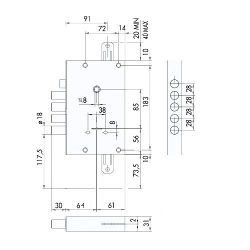 Замок врезной сувальдный CISA NEW CAMBIO FACILE 57.665.48 ключ 44 мм /13482/