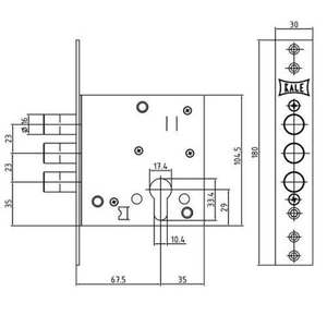 Корпус замка KALE KILIT 447 w/b никель /34381/