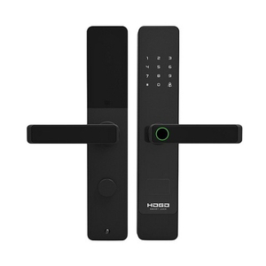 Замок врезной электронный с ручкой Hogo P02 полуавтомат с отпечатком пальца, черный /61813/