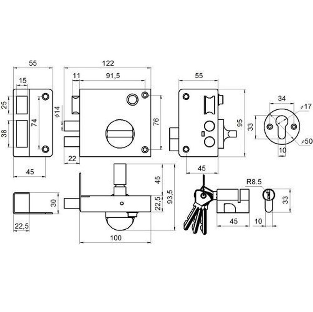 Замок накладной ЗН3 медь ОМЕГА