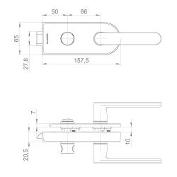 Замок с нажимной ручкой для стеклянной двери ARMADILLO SPACE.GL.LWC AL (алюминий) /57927/
