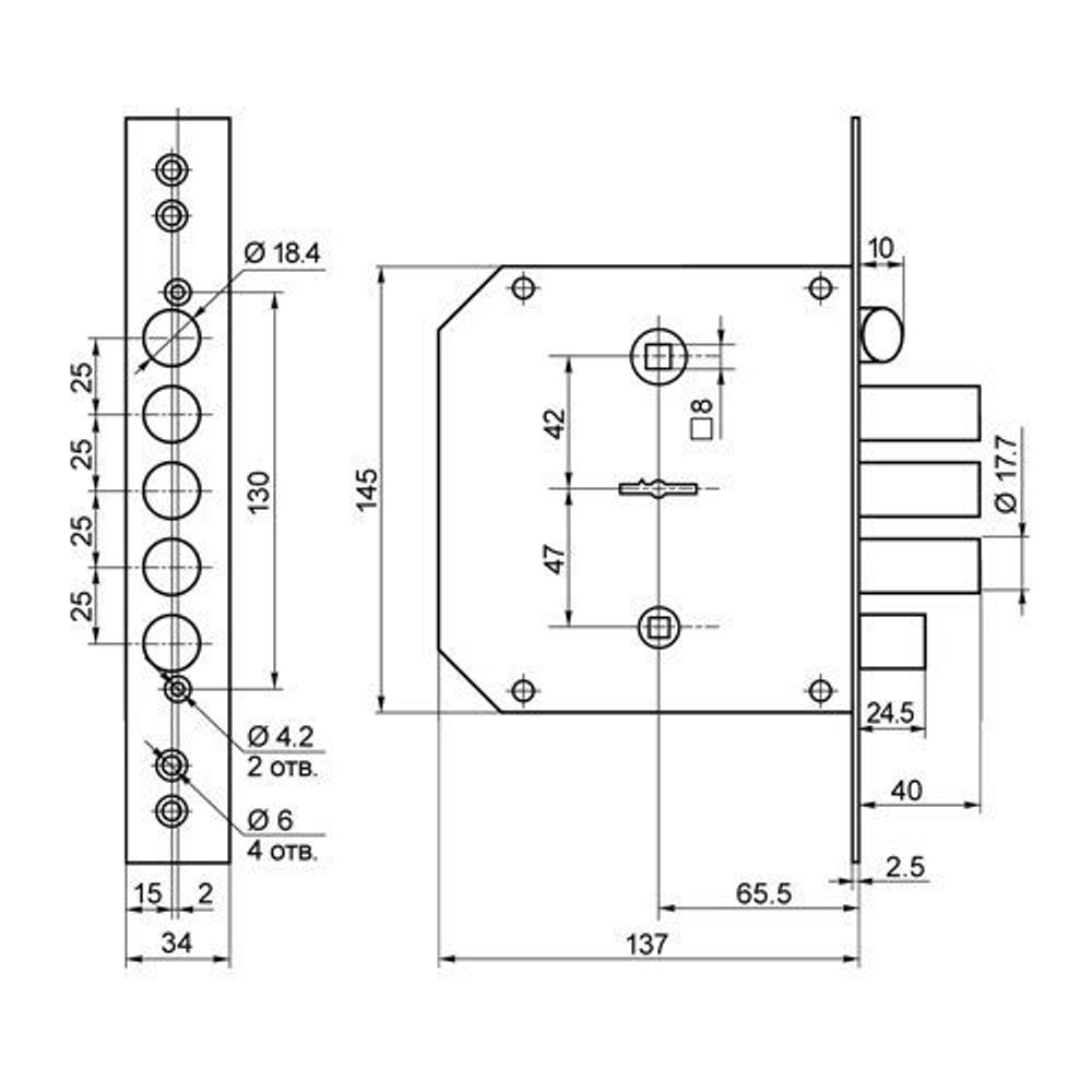 Замок врезной BORDER 77412 ЗВ9-6 Лев.К. 3/15 (КСП-109)БР /26309/