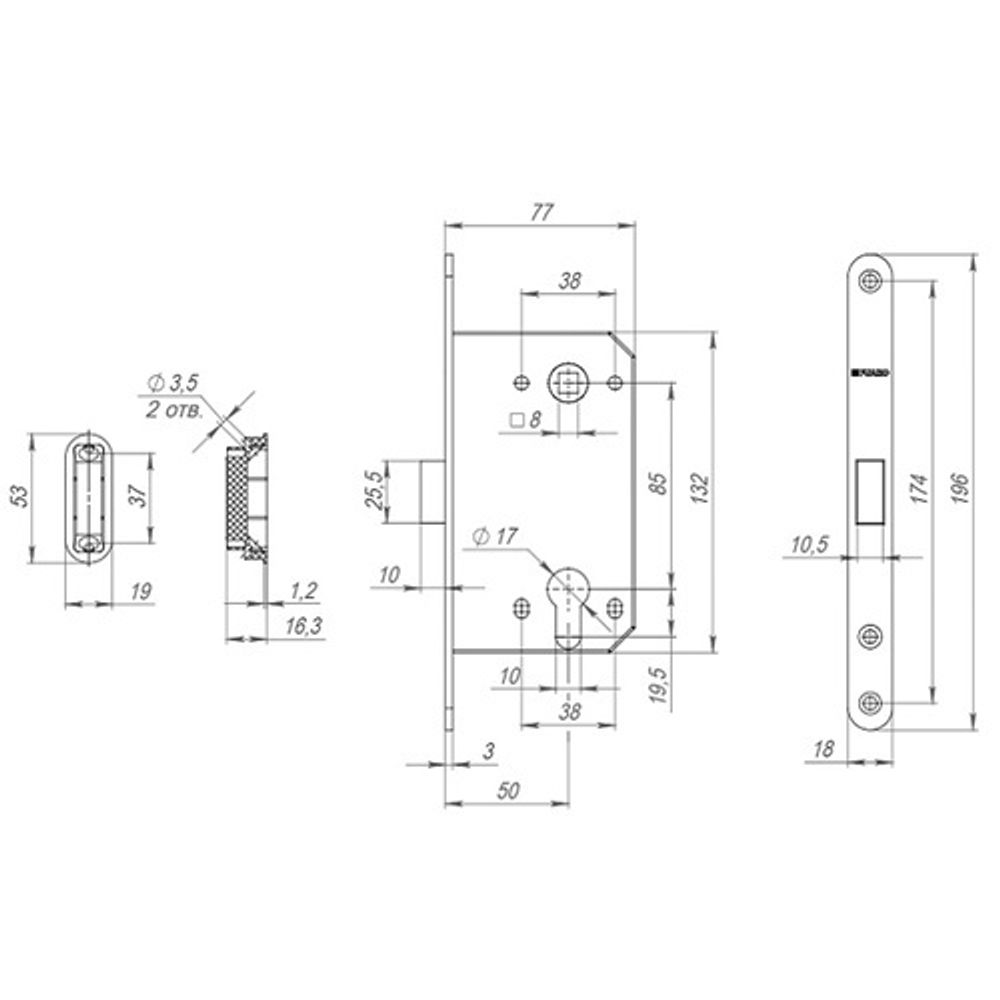 Защелка магнитная под цилиндр FUARO M85C-50 GR графит /42791/