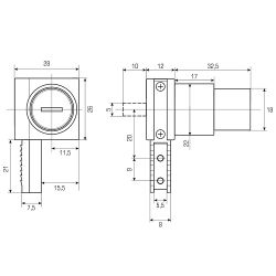 Замок мебельный 601 кнопка для стекла для раздвижных дверей (2 винта, мастер-ключ)
