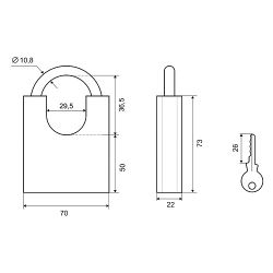 Замок навесной PALLADIUM 507F-70