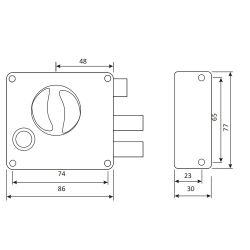 Чертеж накладного замка Apecs 0556-C-BN