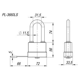 Замок навесной FUARO PL-3660 LS black 3кл. /57509/