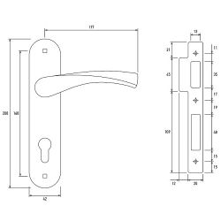 Замок врезной с ручками PALLADIUM ЗВ-1702 AB бронза