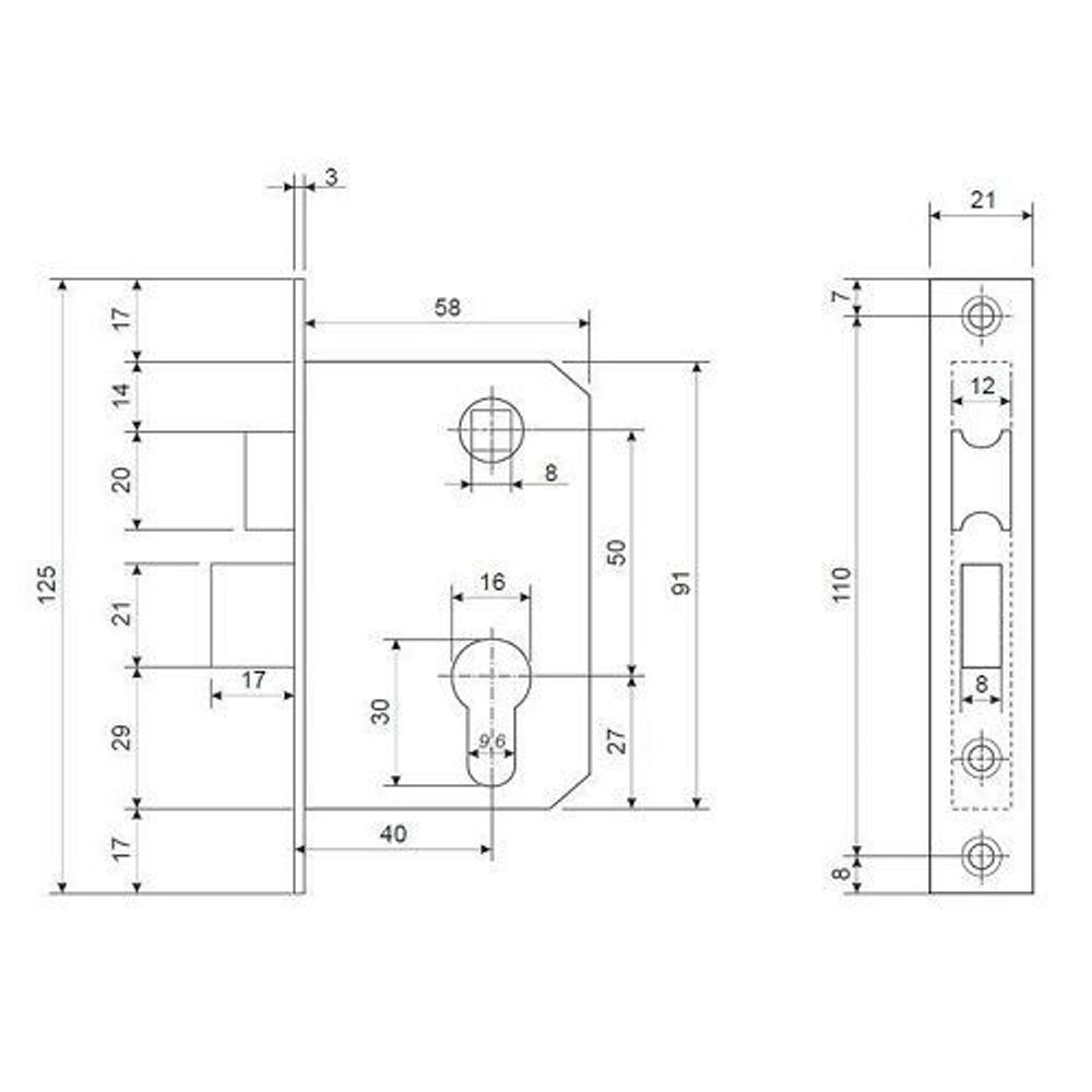 Замок врезной Locker 11526 SN/CP-ET