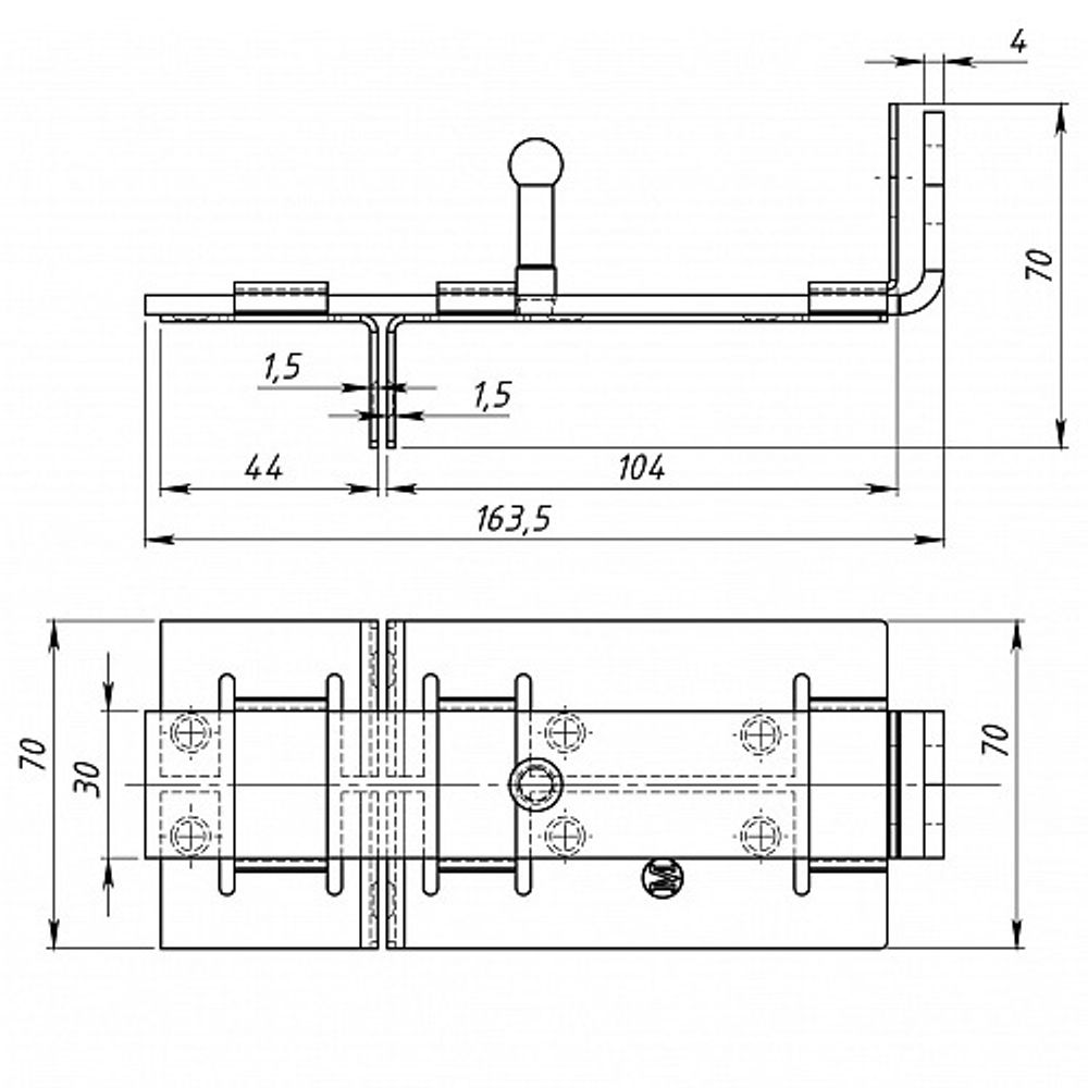 Задвижка дверная ЗД-04 пол.медь /48403/