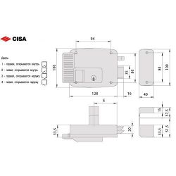 Замок накладной эл/мех. CISA 11.630.60.1 (дверь правая, открывается внутрь) /10368/