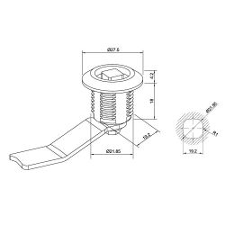 Замок щитовой 705-7 четырехугольный, ригель изогнутый