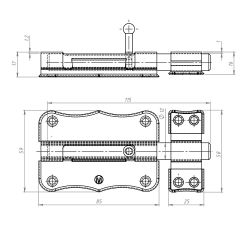 Задвижка накладная КУНГУР ЗТ2-85 цинк (30) мт (1шт)
