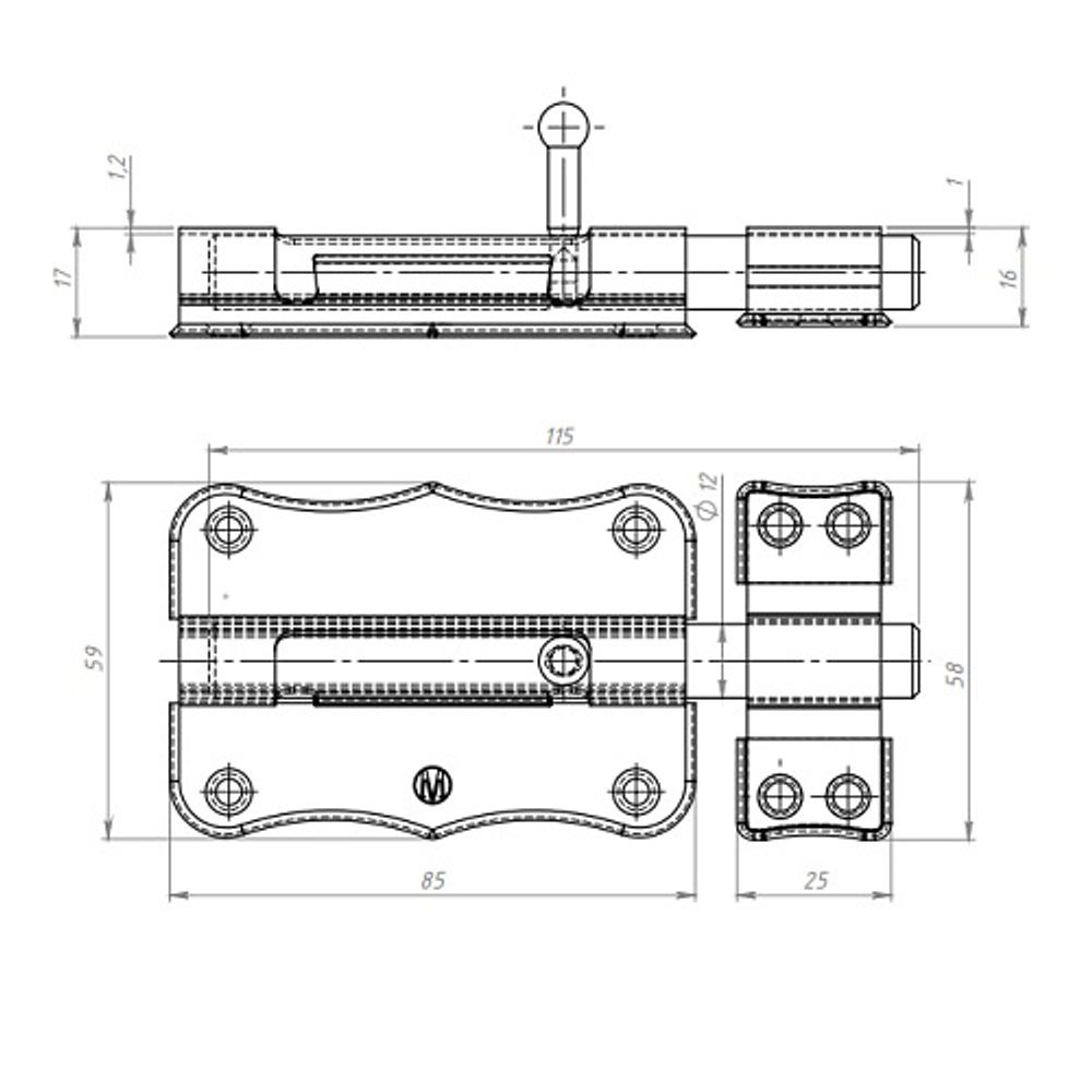 Задвижка накладная КУНГУР ЗТ2-85 цинк (30) мт (1шт)
