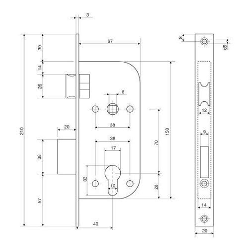 Замок врезной с ручками апекс simple 1226 60